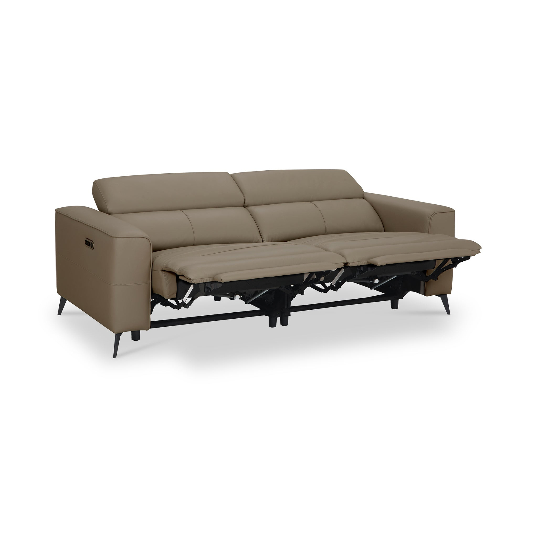 Radford Leather Dual Power Recliner 3 Seater Sofa Taupe from Roseland Furniture