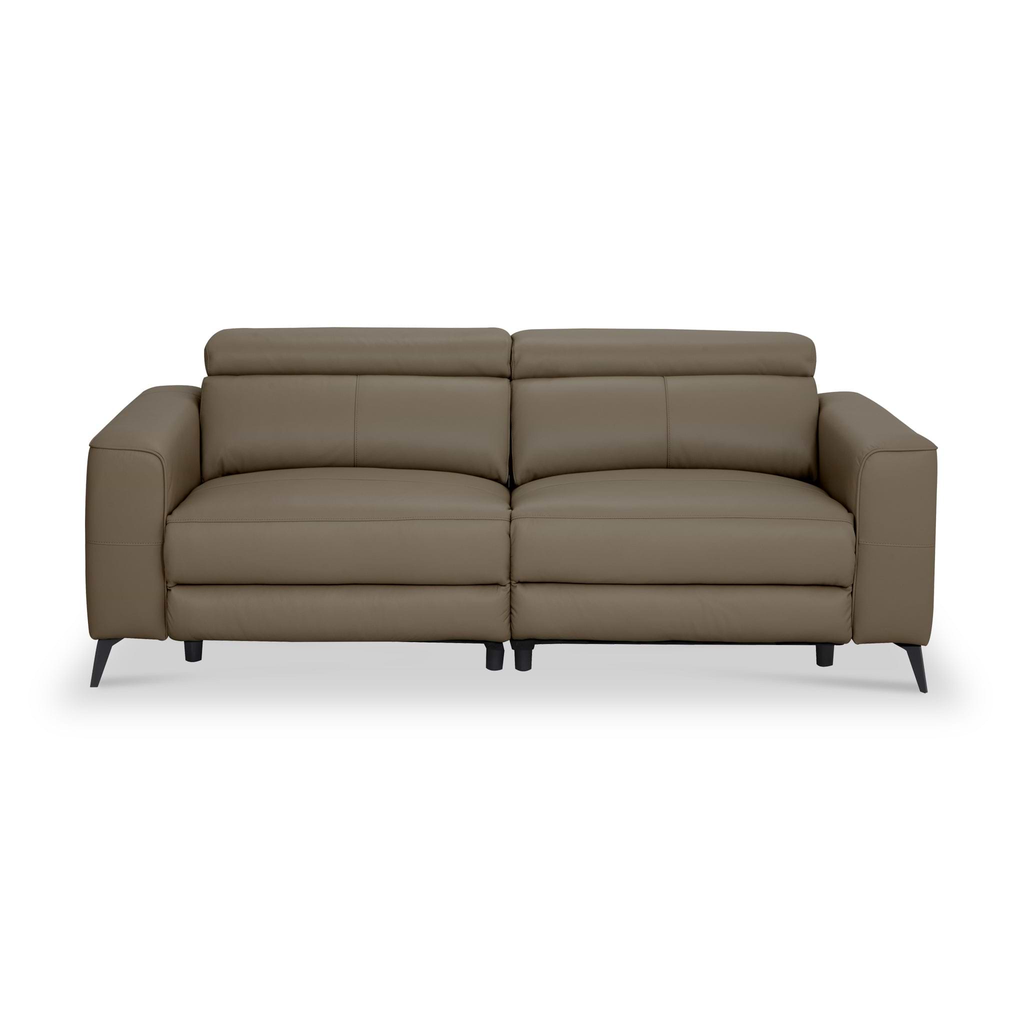 Radford Leather Dual Power Recliner 3 Seater Sofa Taupe from Roseland Furniture