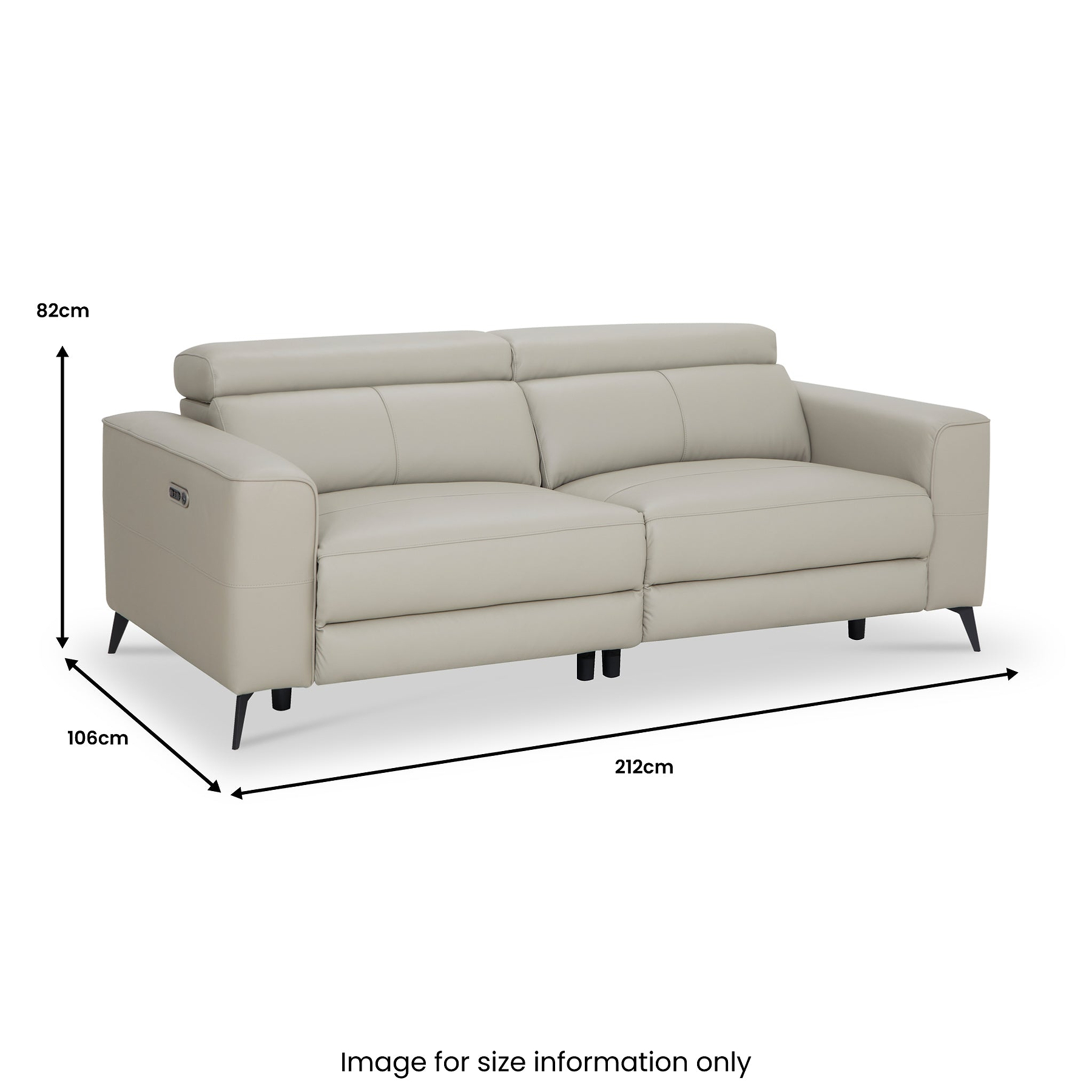 Radford Leather Dual Power Recliner 3 Seater Sofa Taupe from Roseland Furniture