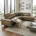 Radford Taupe Leather Power Reclining Corner Chaise Sofa from Roseland Furniture