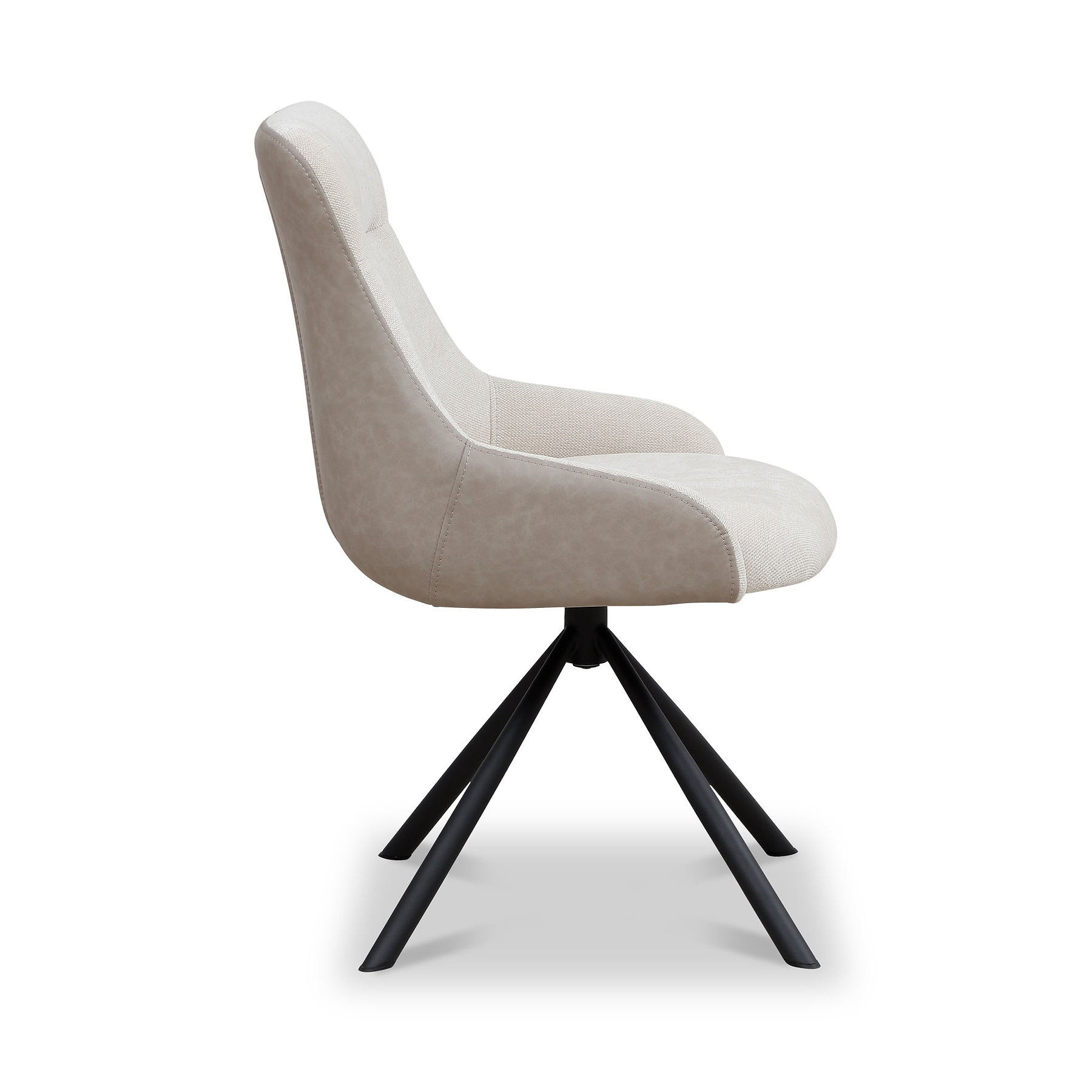 Elio 360 Swivel Dining Chair Beige Taupe PU Trim from Roseland Furniture