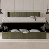 Princeton Slim Pleat Ottoman Bed Frame Olive from Roseland Furniture