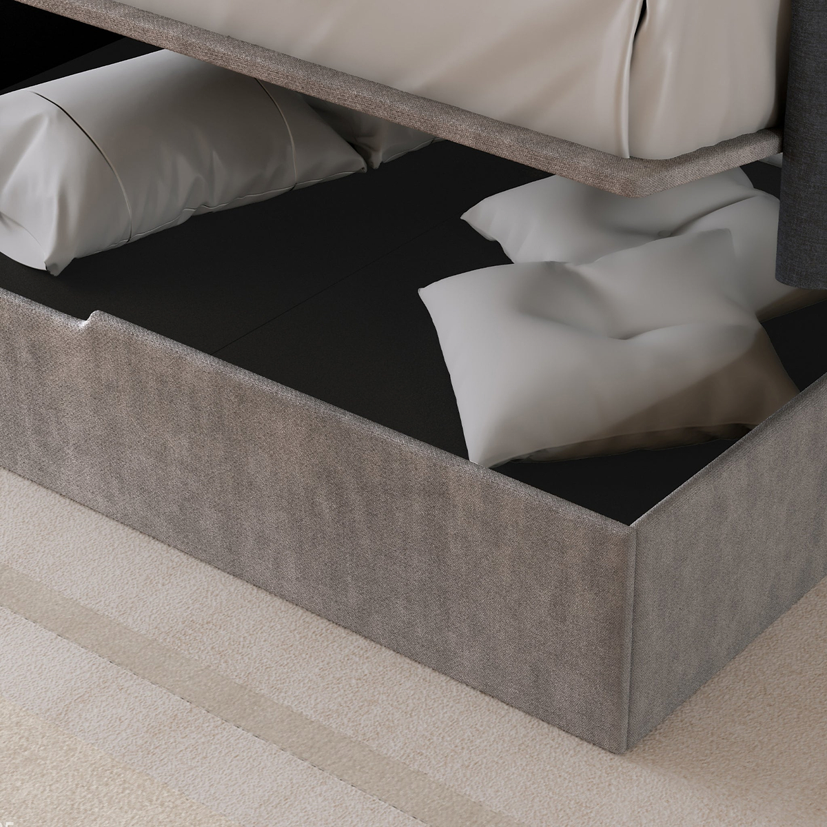 Princeton Slim Pleat Ottoman Bed Taupe from Roseland Furniture