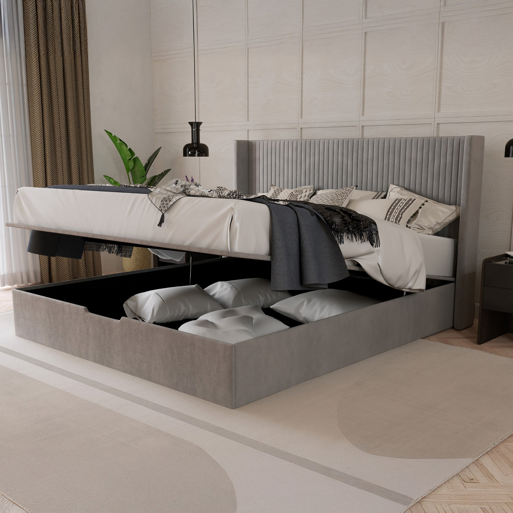 Princeton Slim Pleat Ottoman Bed Taupe from Roseland Furniture