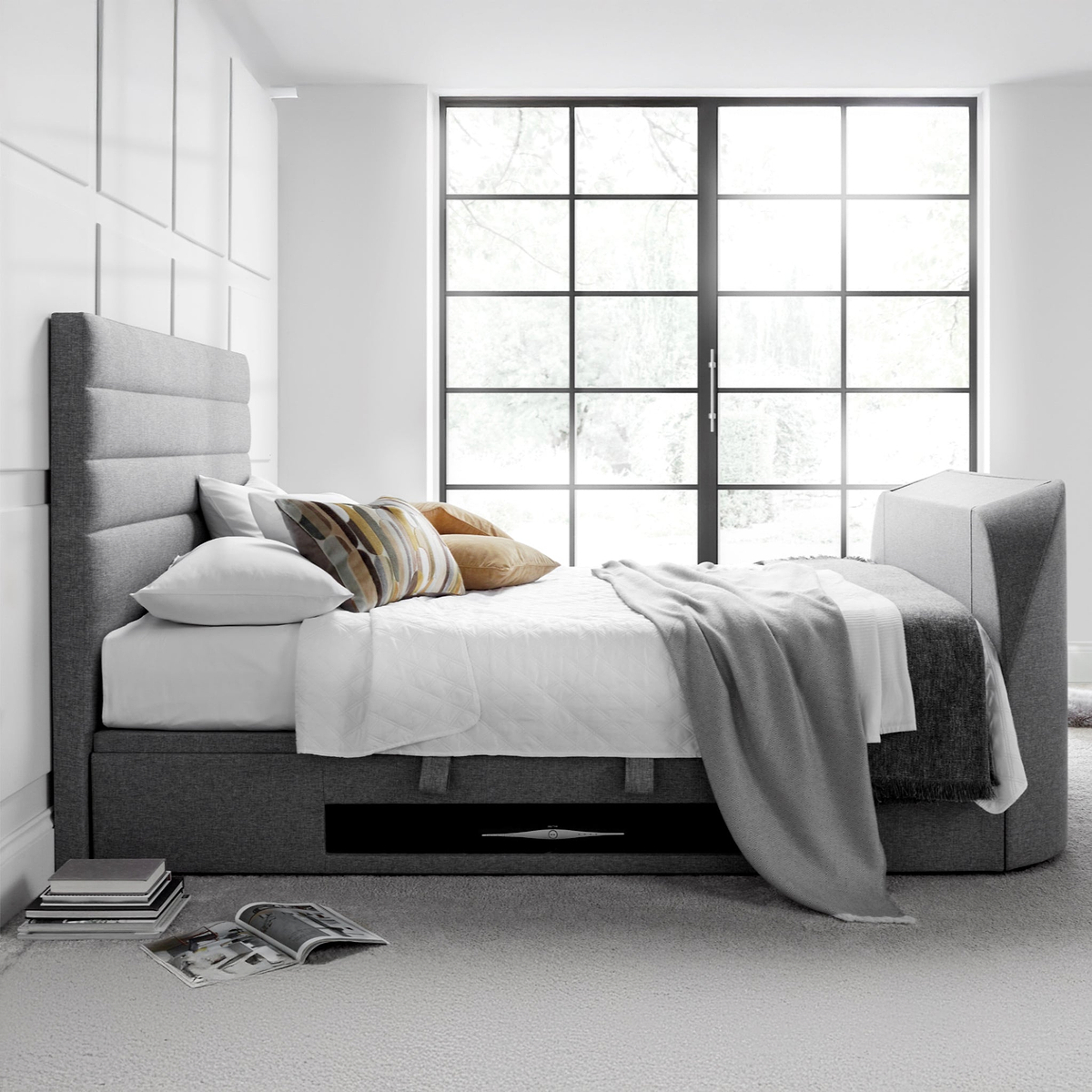 Henlie TV Ottoman Bed Frame Double Grey from Roseland Furniture