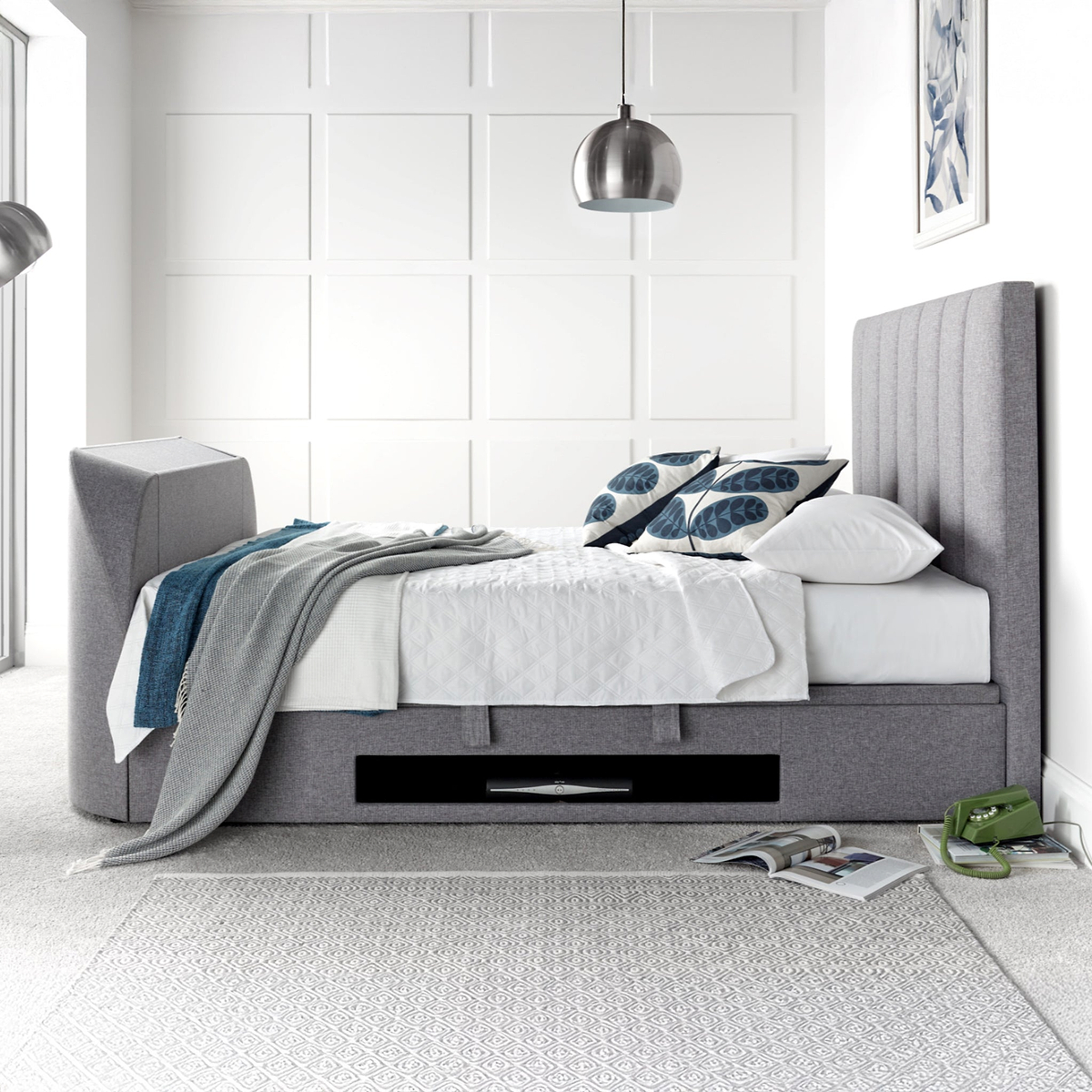 Belleau TV Ottoman Bed Frame Double Grey from Roseland Furniture