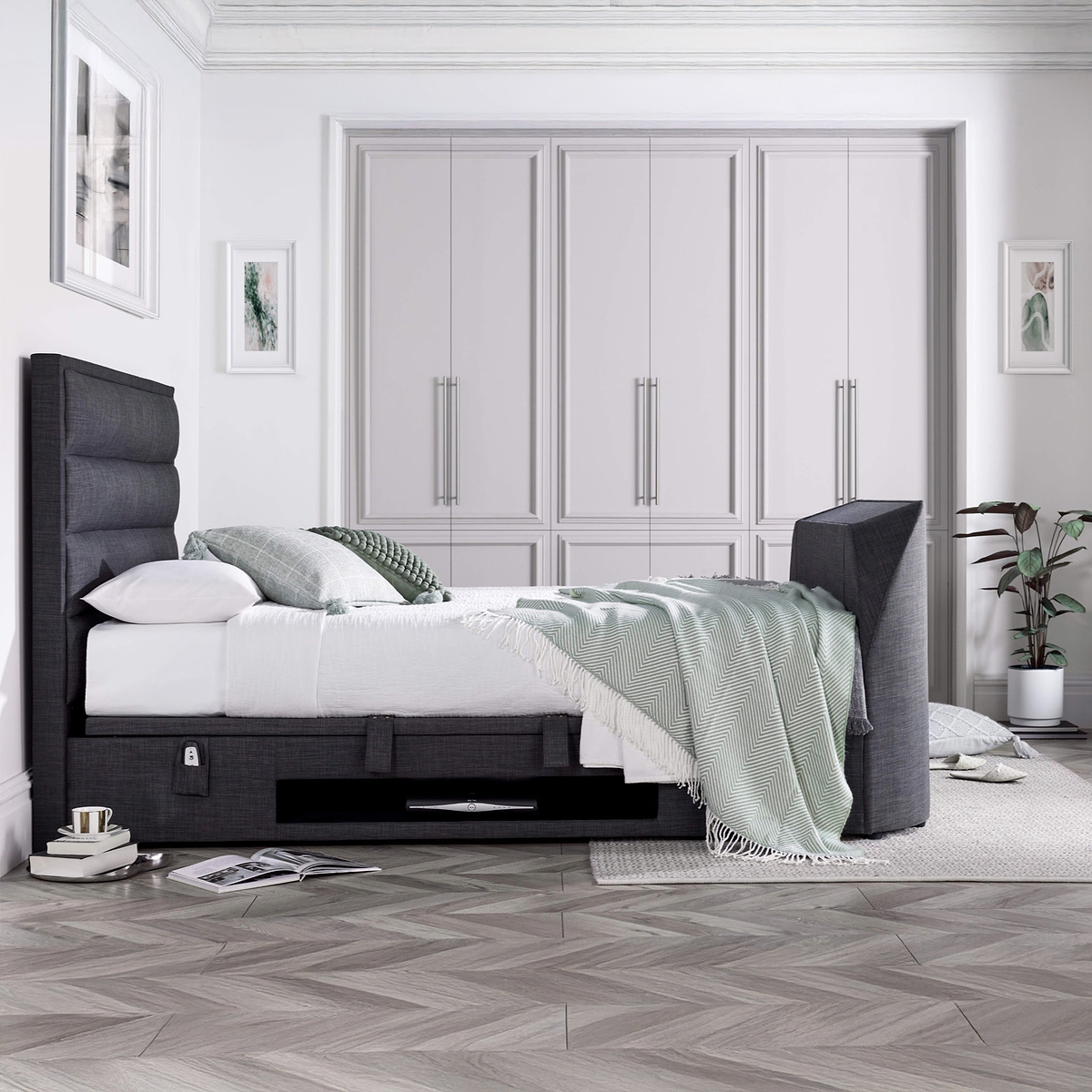 Belisse TV Ottoman Bed Frame Double Slate from Roseland Furniture