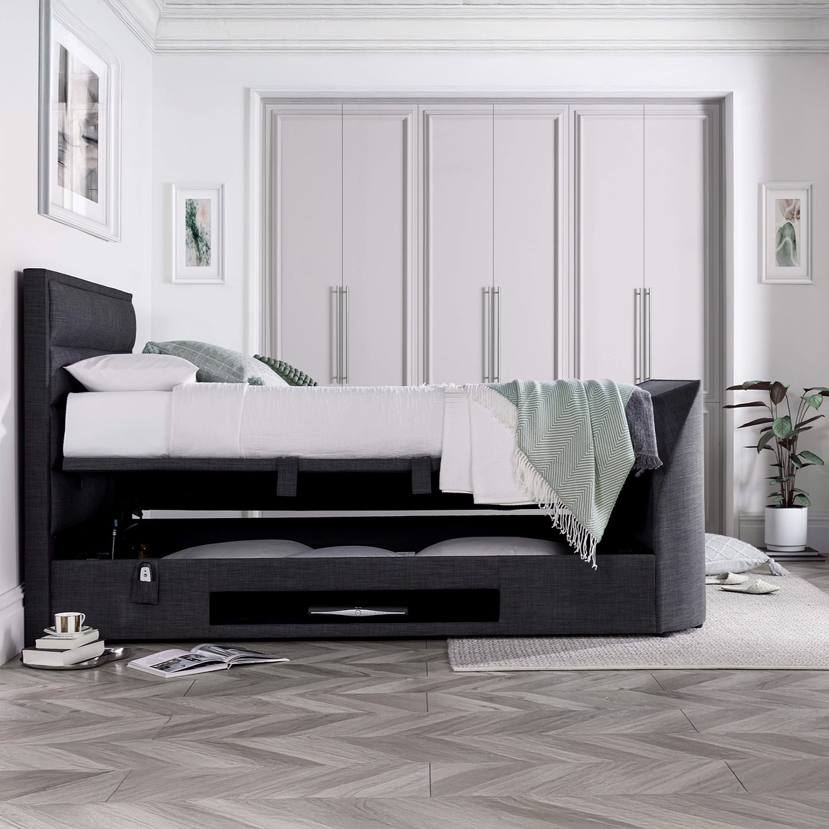 Belisse TV Ottoman Bed Frame Double Slate from Roseland Furniture