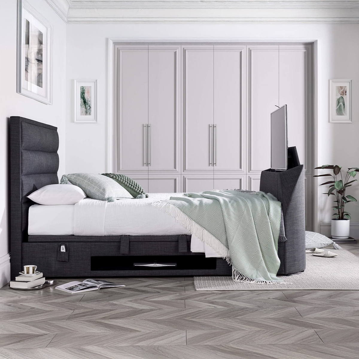 Belisse TV Ottoman Bed Frame Double Slate from Roseland Furniture