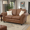 Edward Chocolate Faux Leather 2 Seater Couch by Roseland Furniture