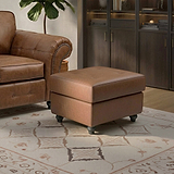 Edward Chocolate Faux Leather Footstool from Roseland Furniture