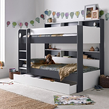 Ashbury Grey and White Storage Bunk Bed with Storage Drawer from Roseland Furniture