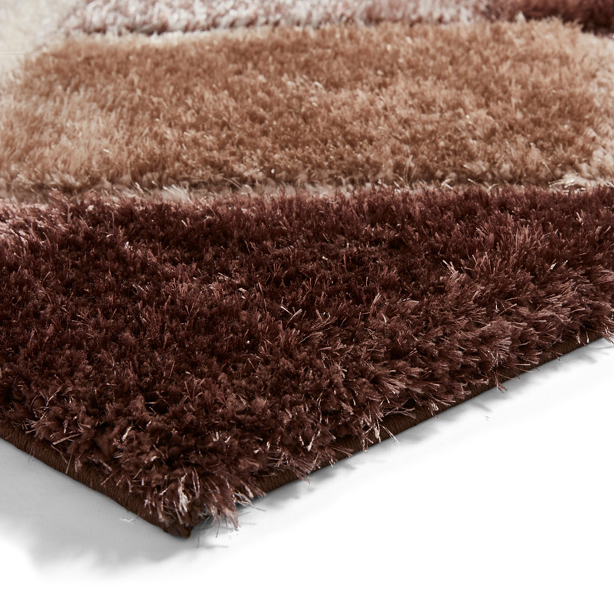 Lennox Brown Beige Geometric Shaggy Rug