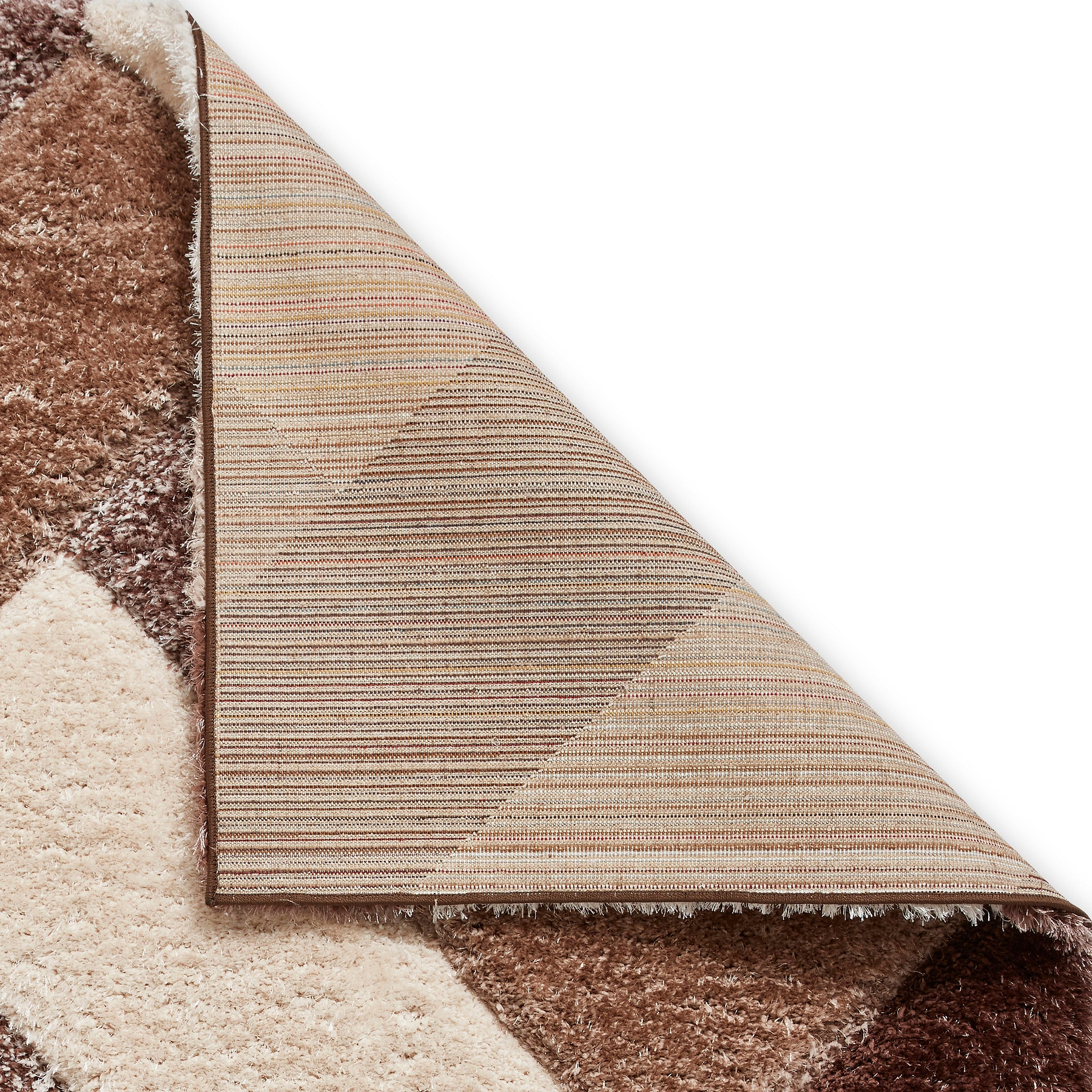 Lennox Brown Beige Geometric Shaggy Rug