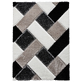 Lennox Black White Geometric Shaggy Rug from Roseland Furniture