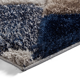 Lennox Navy Grey Geometric Shaggy Rug