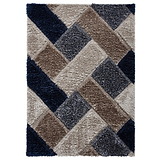 Lennox Navy Grey Geometric Shaggy Rug from Roseland Furniture