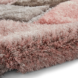 Lennox Pink Grey Geometric Shaggy Rug