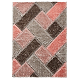 Lennox Pink Grey Geometric Shaggy Rug from Roseland Furniture