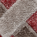 Lennox Red Grey Geometric Shaggy Rug