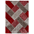 Lennox Red Grey Geometric Shaggy Rug from Roseland Furniture