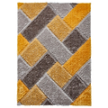 Lennox Yellow Grey Geometric Shaggy Rug from Roseland Furniture