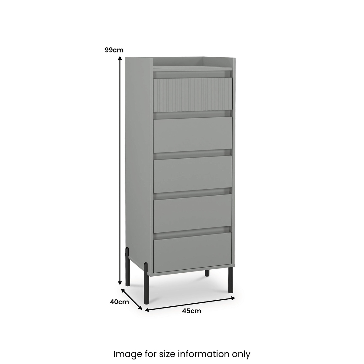 Kenton 5 Drawer Tall Boy Chest Dusk Grey from Roseland Furniture