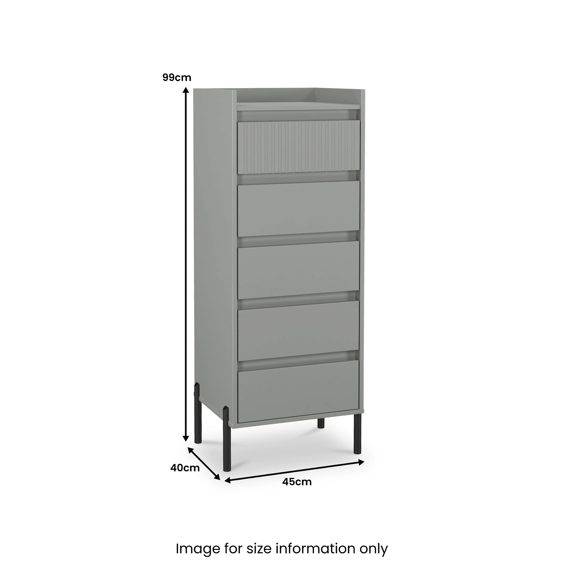 Kenton 5 Drawer Tall Boy Chest Dusk Grey from Roseland Furniture