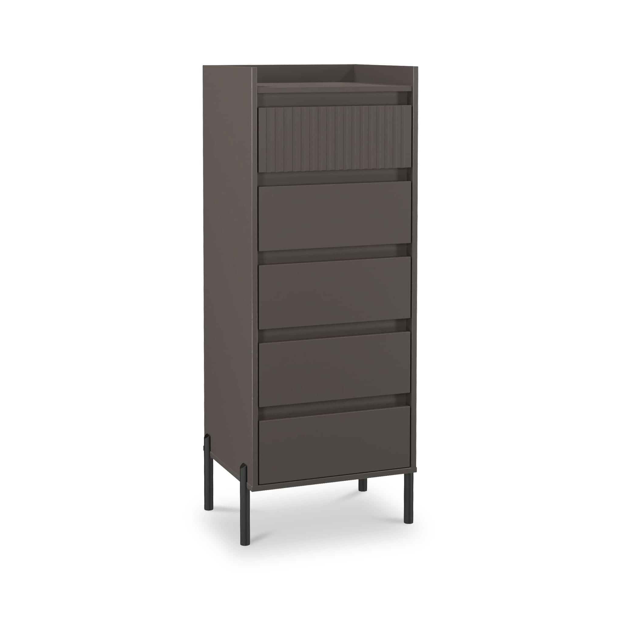 Kenton 5 Drawer Tall Boy Chest Graphite from Roseland Furniture