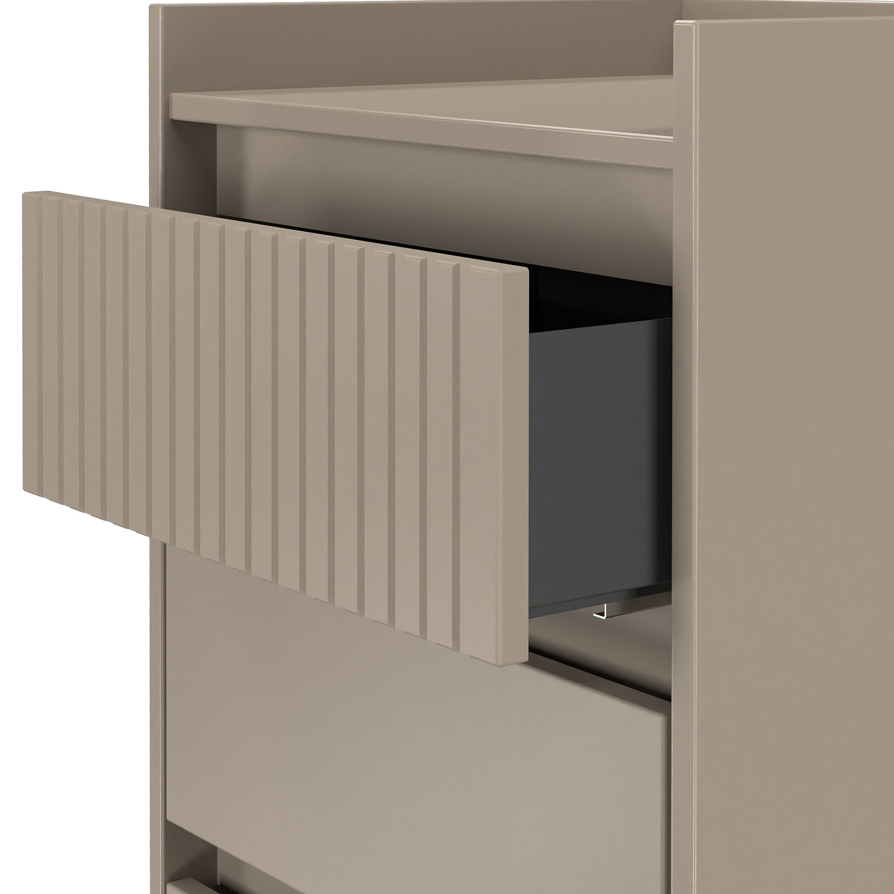 Kenton 5 Drawer Tall Boy Chest Mushroom Matt from Roseland Furniture