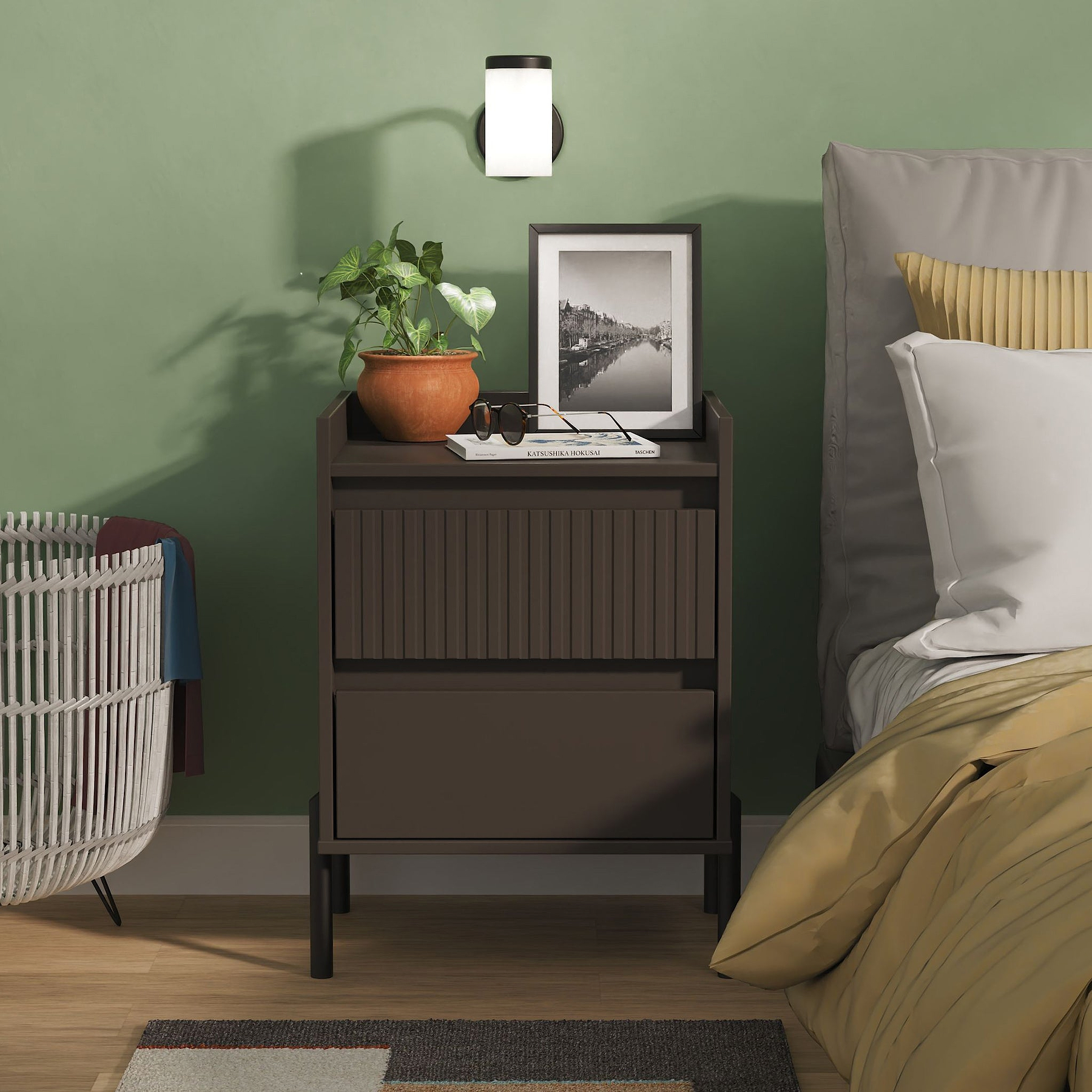 Kenton 2 Drawer Bedside Graphite from Roseland Furniture