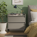 Kenton 2 Drawer Wide Bedside Dusk Grey from Roseland Furniture
