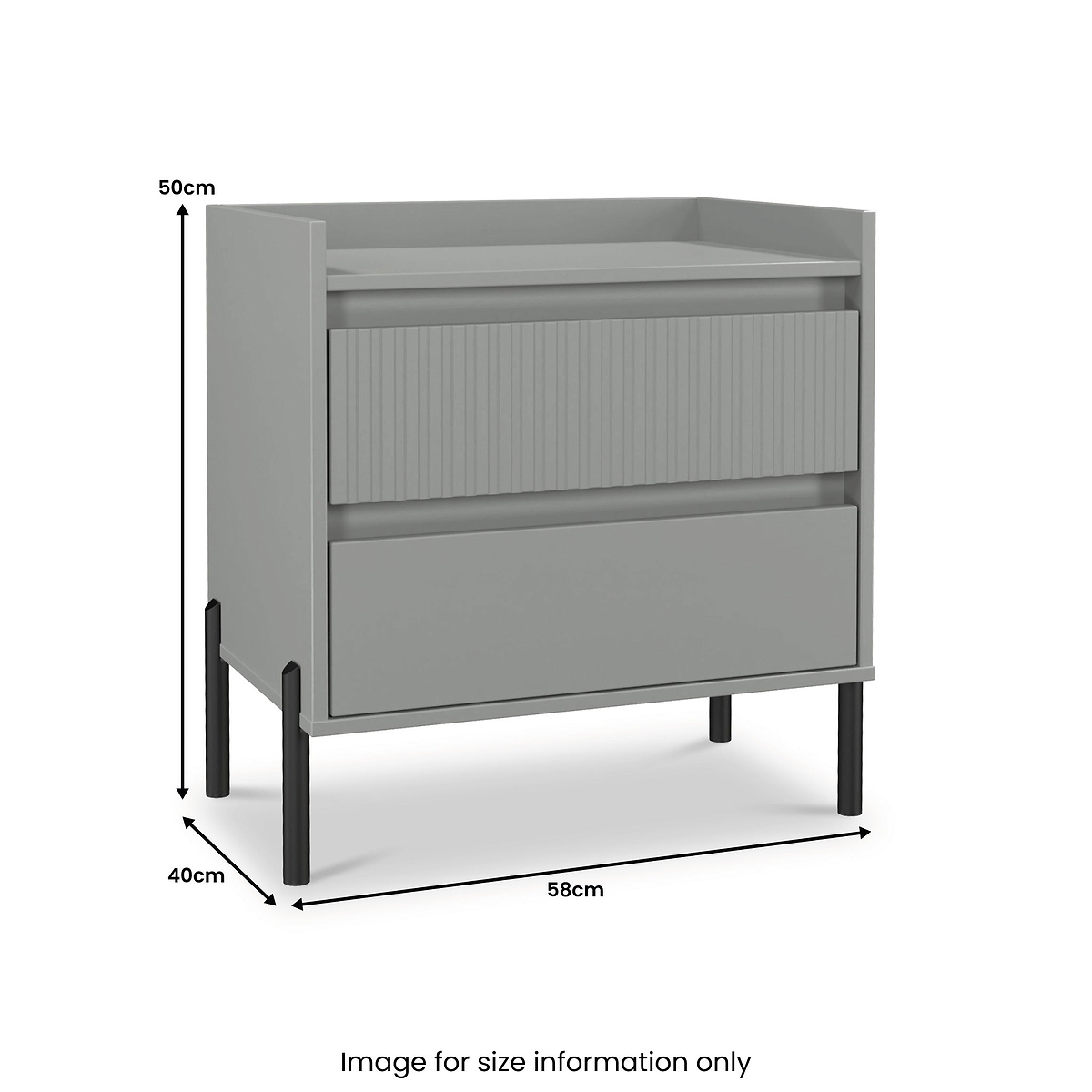 Kenton 2 Drawer Wide Bedside Dusk Grey from Roseland Furniture