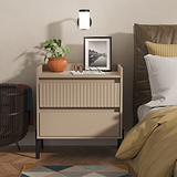 Kenton 2 Drawer Wide Bedside Mushroom Matt from Roseland Furniture