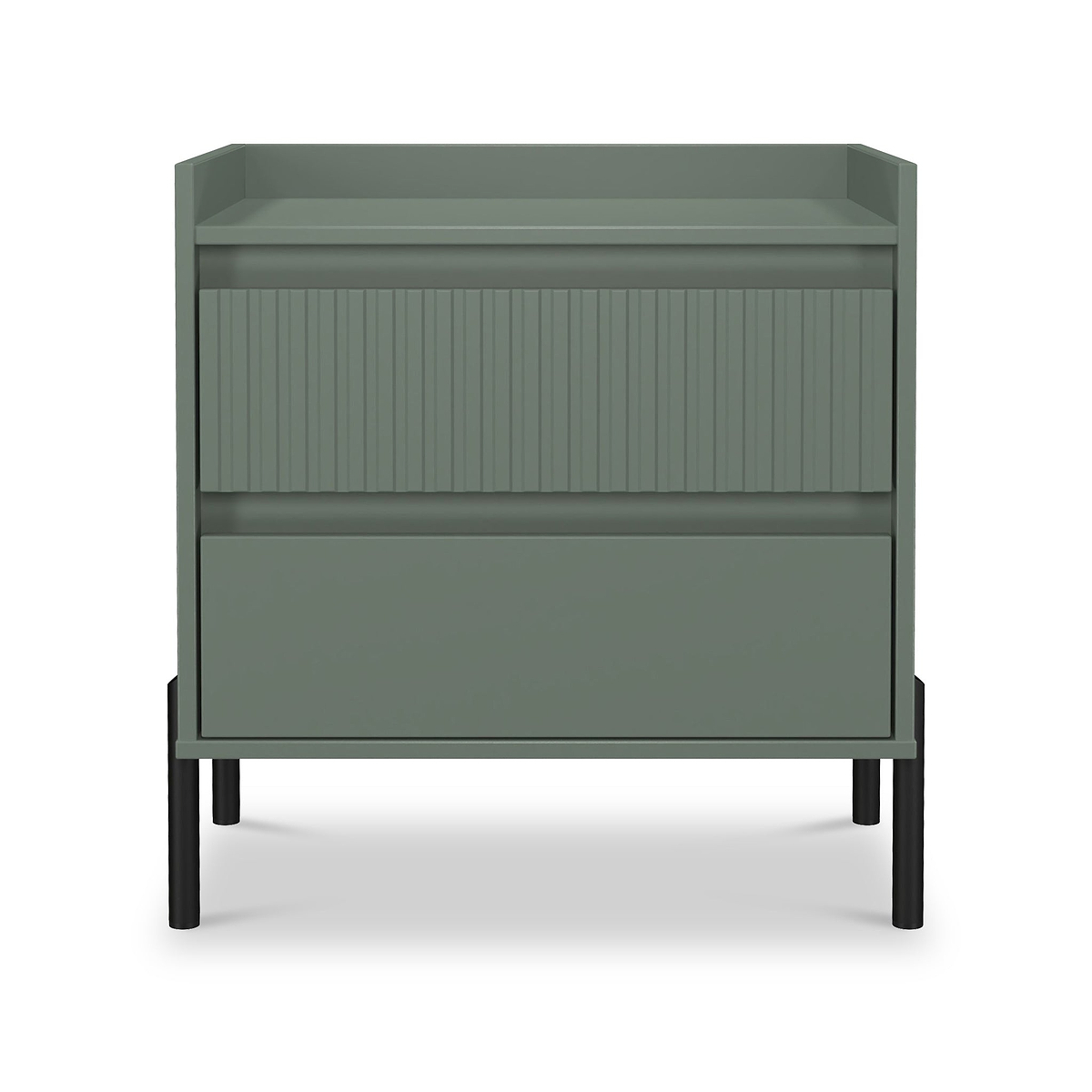 Kenton 2 Drawer Wide Bedside Reed Green from Roseland Furniture