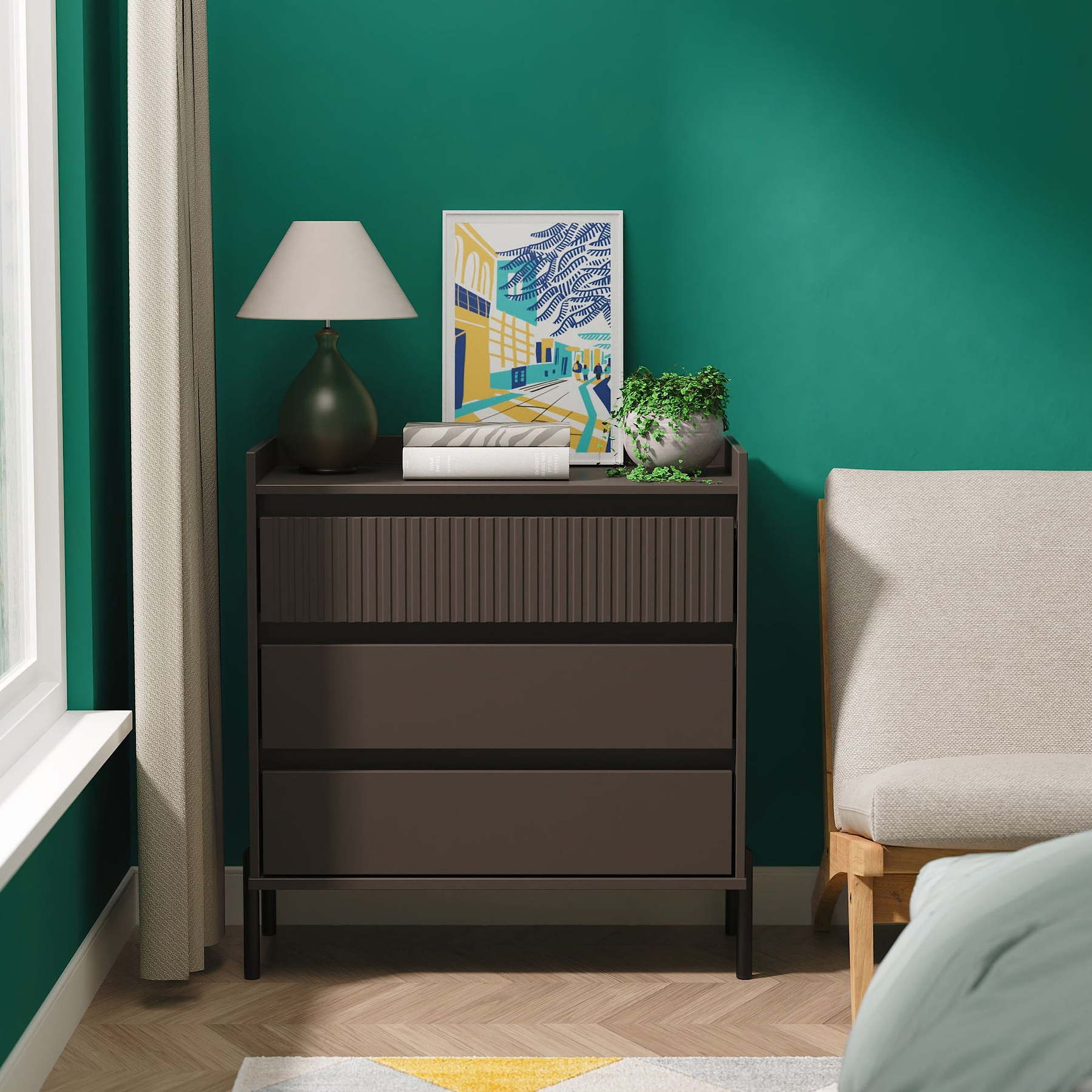 Kenton 3 Drawer Chest Graphite from Roseland Furniture