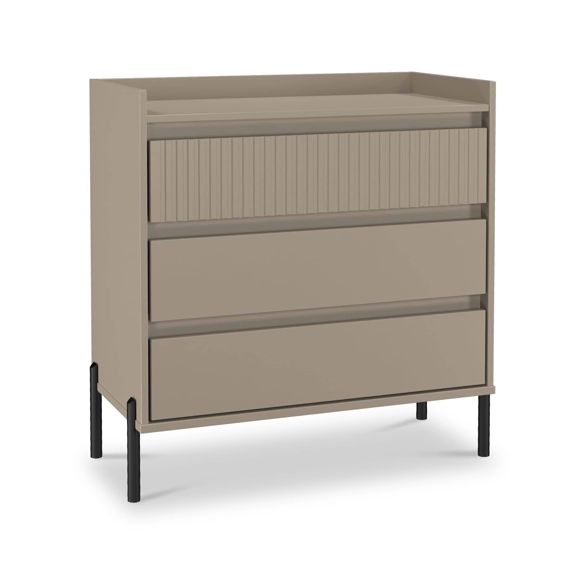 Kenton 3 Drawer Chest Mushroom Matt from Roseland Furniture