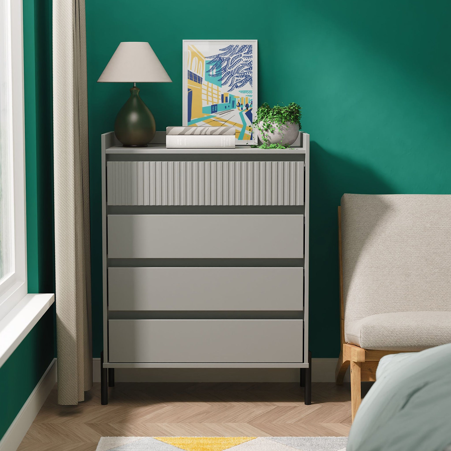 Kenton 4 Drawer Chest Dusk Grey from Roseland Furniture