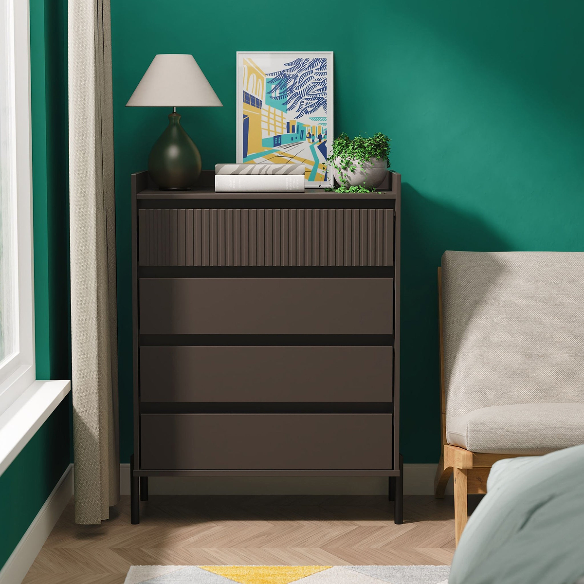 Kenton 4 Drawer Chest Graphite from Roseland Furniture