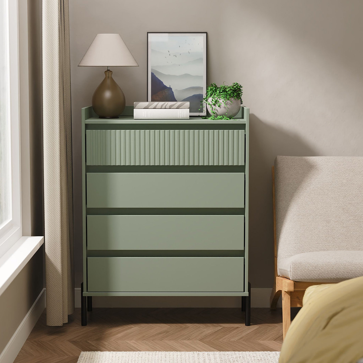 Kenton 4 Drawer Chest Reed Green from Roseland Furniture