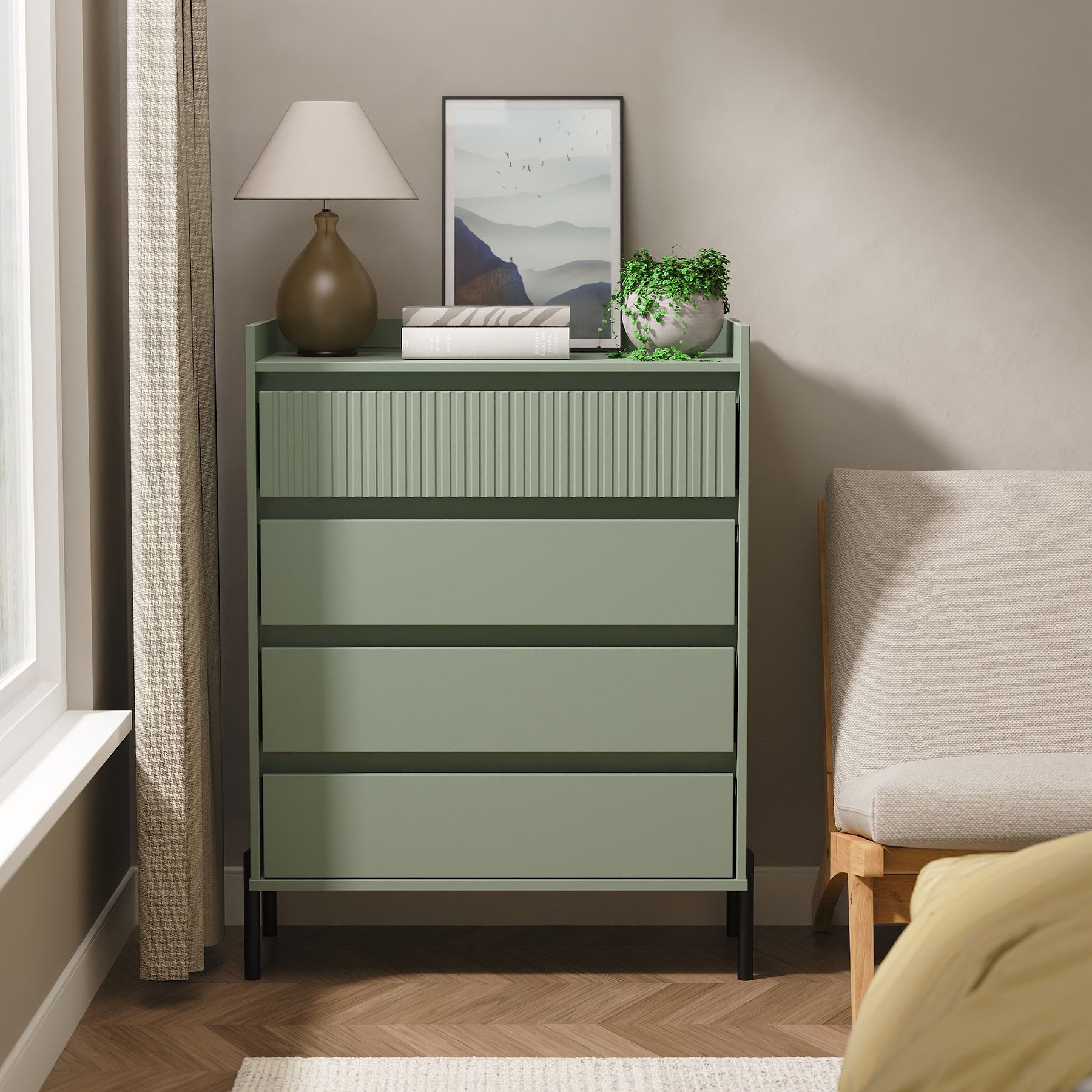 Kenton 4 Drawer Chest Reed Green from Roseland Furniture