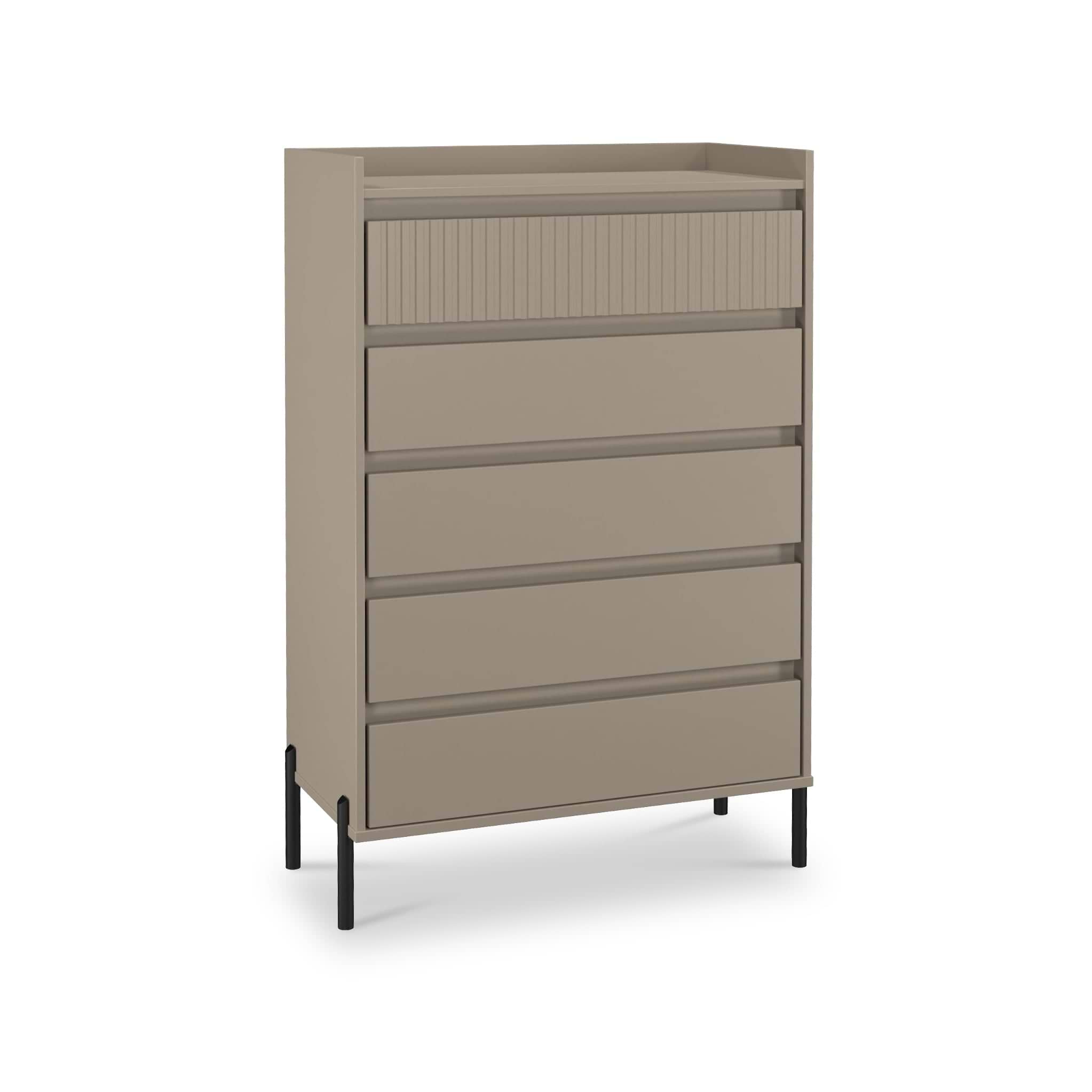 Kenton 5 Drawer Chest Mushroom Matt from Roseland Furniture