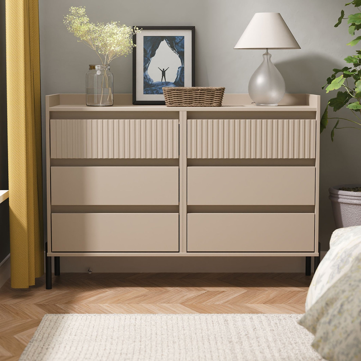 Kenton 6 Drawer Chest Mushroom Matt  from Roseland Furniture