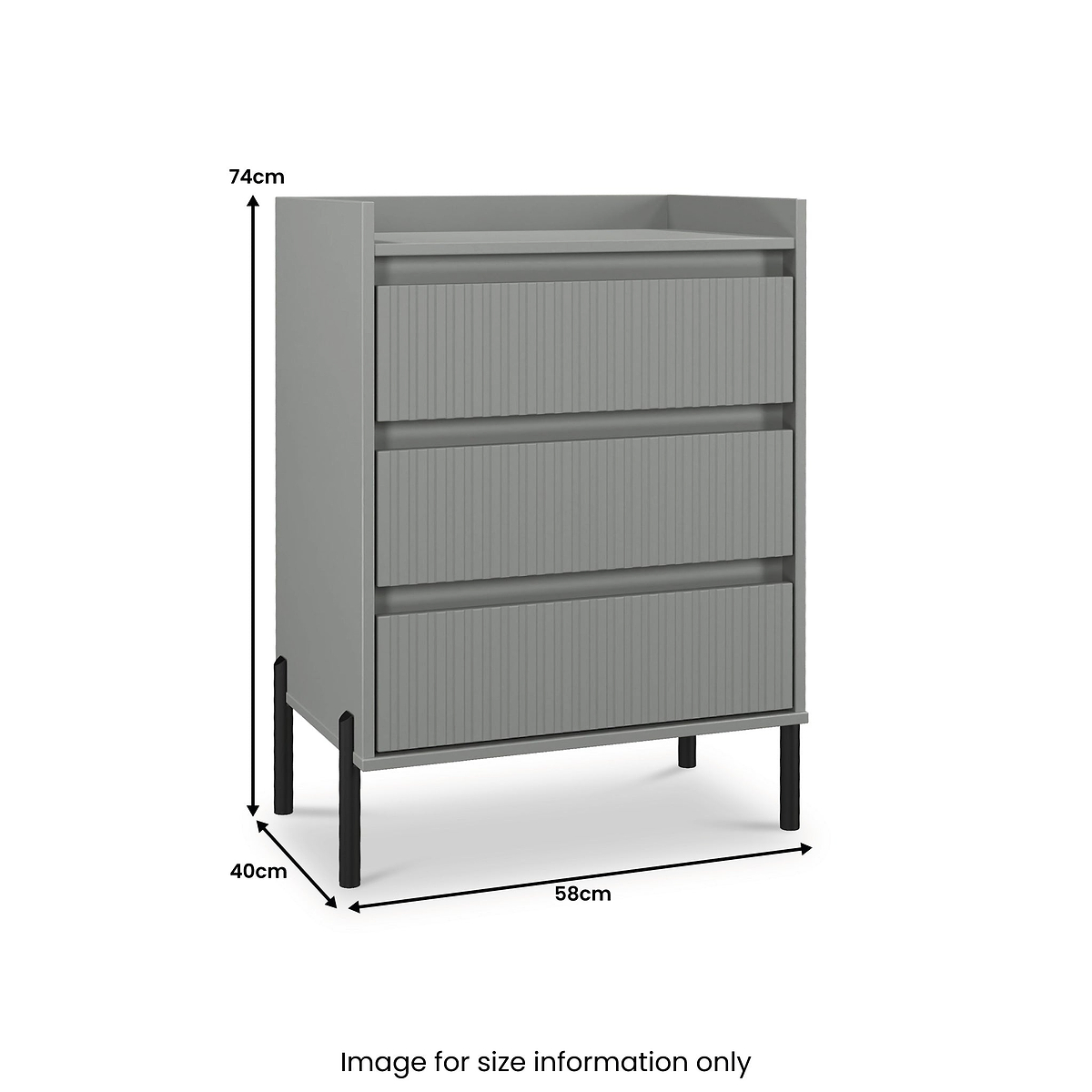 Kenton 3 Drawer Compact Chest Dusk Grey  from Roseland Furniture