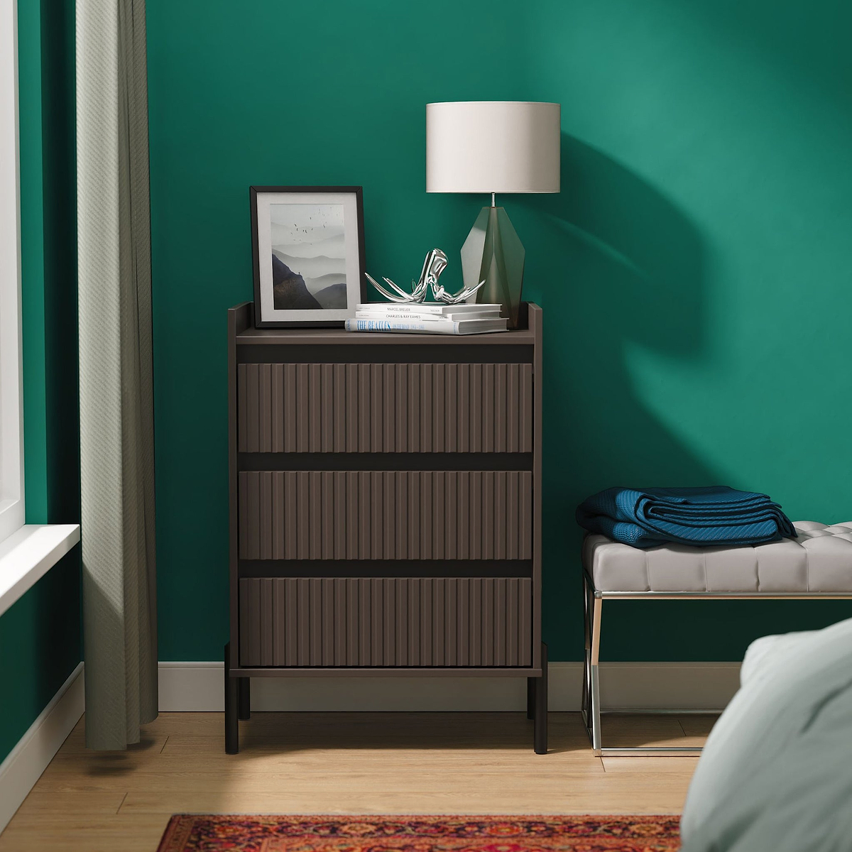 Kenton 3 Drawer Compact Chest Graphite from Roseland Furniture