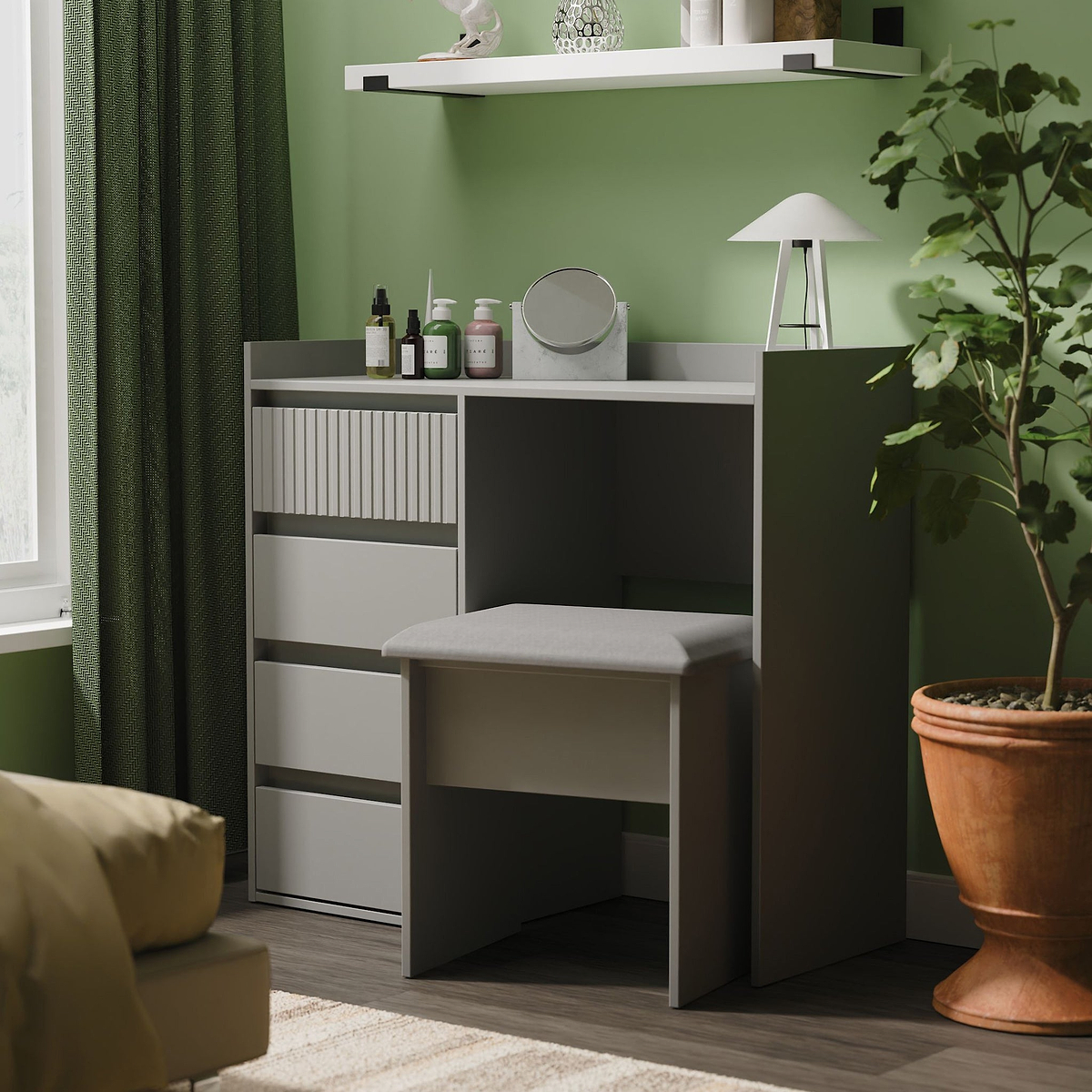Kenton 4 Drawer Dressing Table Dusk Grey from Roseland Furniture