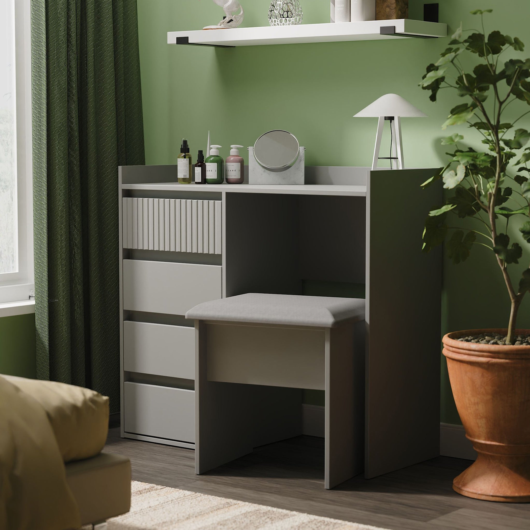 Kenton 4 Drawer Dressing Table Dusk Grey from Roseland Furniture
