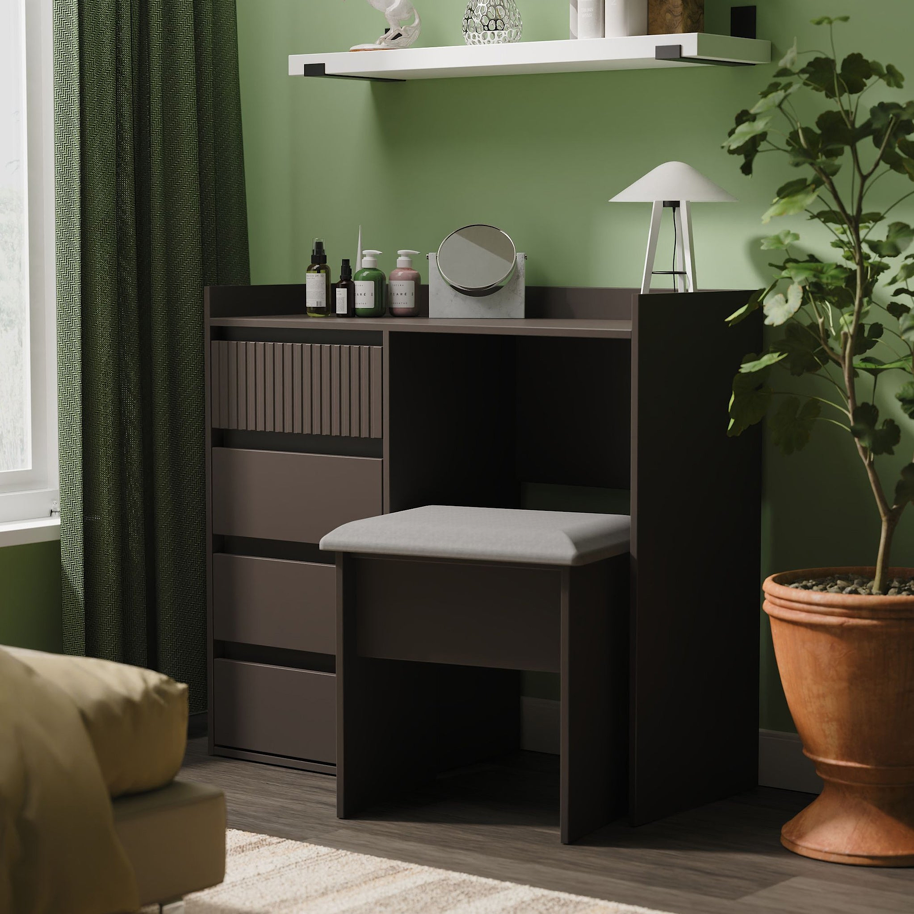 Kenton 4 Drawer Dressing Table Graphite from Roseland Furniture