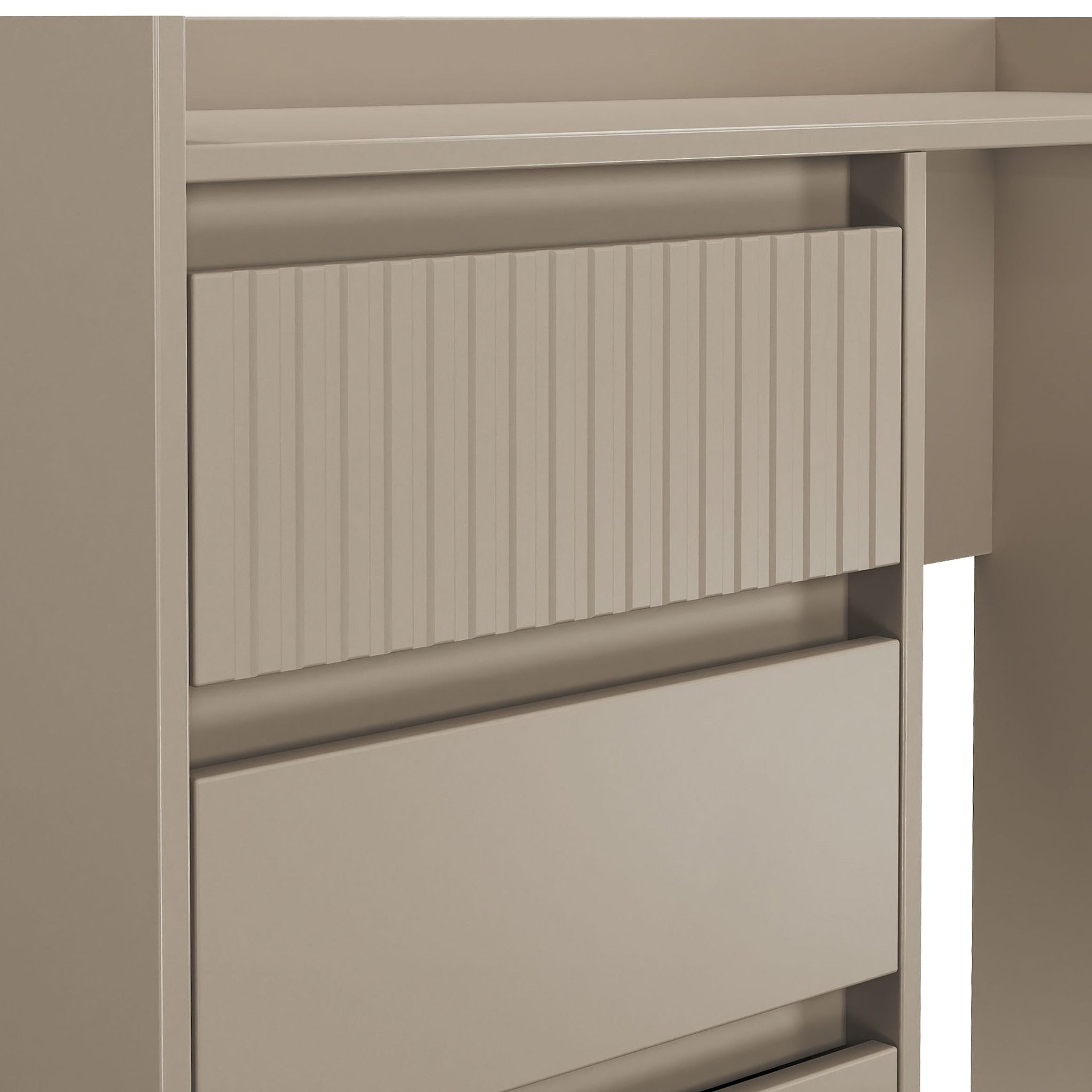 Kenton 4 Drawer Dressing Table Mushroom Matt from Roseland Furniture