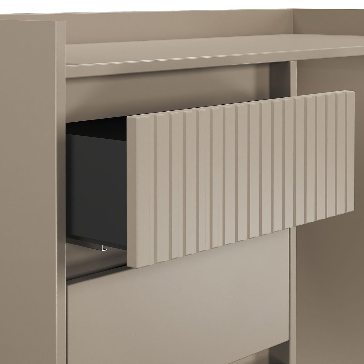 Kenton 4 Drawer Dressing Table Mushroom Matt from Roseland Furniture